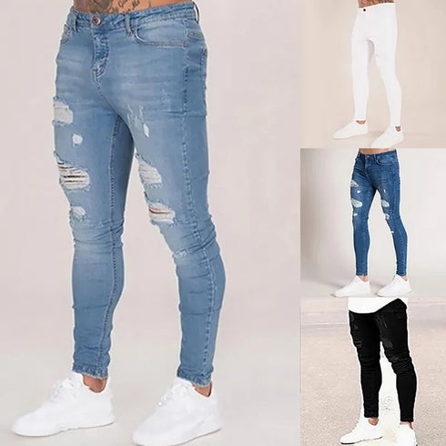 Stylish Ripped Denim Harem Pants for Men - Comfortable Casual Fit
